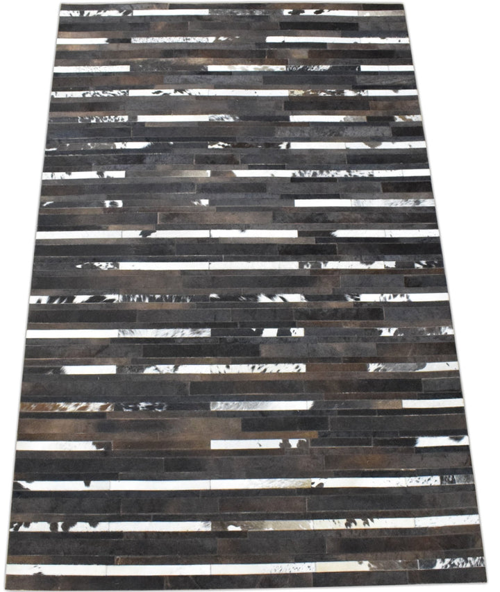 New Hairon 5x8 Leather Handmade Brown and Ivory Area Rug, Hand Stitched Genuine Luxury Leather Rug | LR3 - The Rug Decor