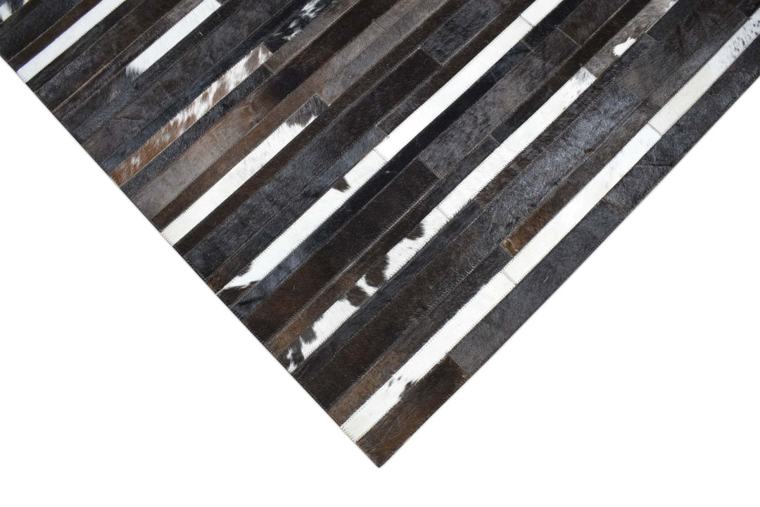 New Hairon 5x8 Leather Handmade Brown and Ivory Area Rug, Hand Stitched Genuine Luxury Leather Rug | LR3 - The Rug Decor