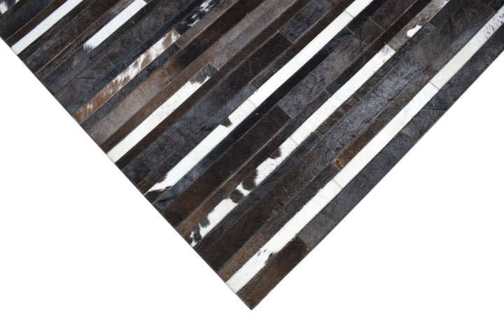 New Hairon 5x8 Leather Handmade Brown and Ivory Area Rug, Hand Stitched Genuine Luxury Leather Rug | LR3 - The Rug Decor