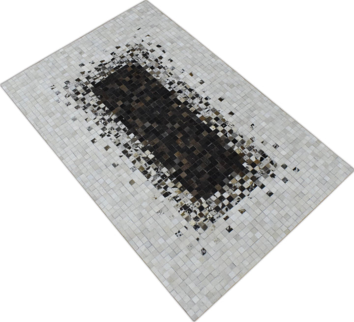 New Hairon 5x8 Leather Handmade Brown and Ivory Area Rug, Hand Stitched Genuine Luxury Leather Rug | LR8 - The Rug Decor