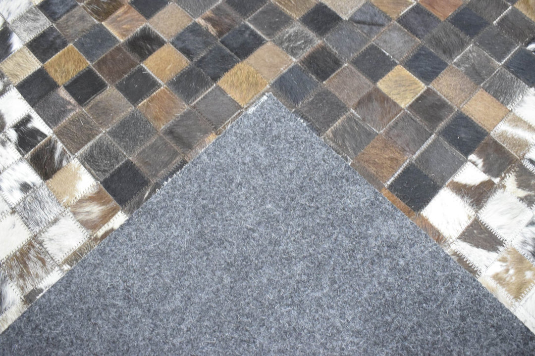 New Hairon 5x8 Leather Handmade Brown and Ivory Area Rug, Hand Stitched Genuine Luxury Leather Rug | LR8 - The Rug Decor