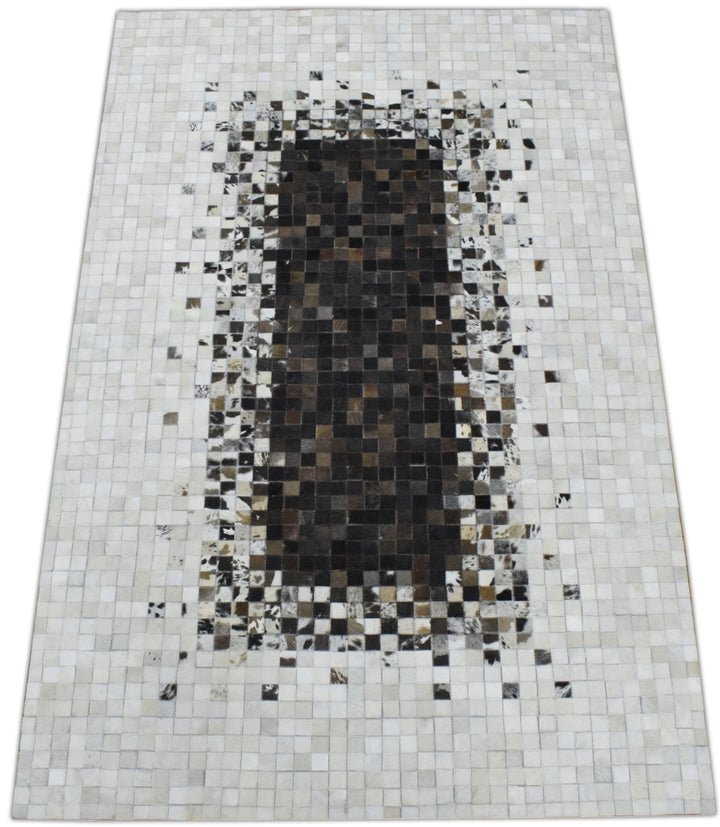 New Hairon 5x8 Leather Handmade Brown and Ivory Area Rug, Hand Stitched Genuine Luxury Leather Rug | LR8 - The Rug Decor