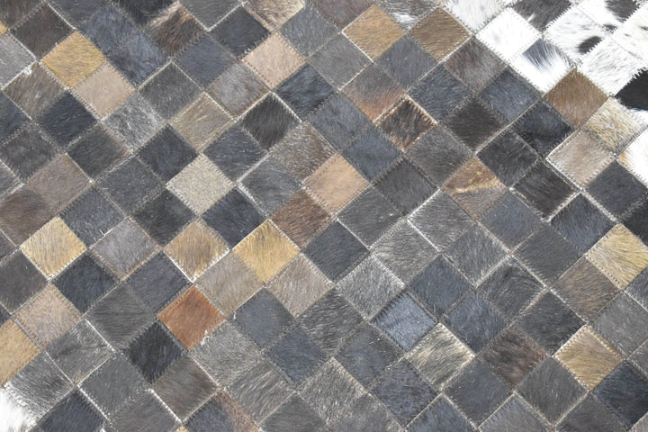 New Hairon 5x8 Leather Handmade Brown and Ivory Area Rug, Hand Stitched Genuine Luxury Leather Rug | LR8 - The Rug Decor