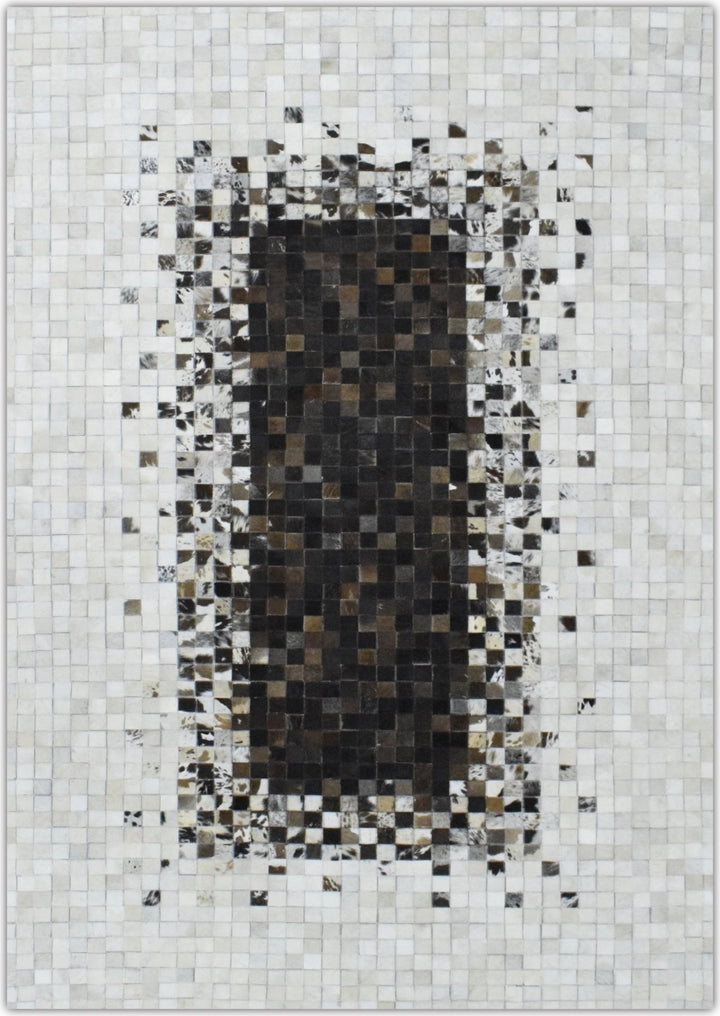 New Hairon 5x8 Leather Handmade Brown and Ivory Area Rug, Hand Stitched Genuine Luxury Leather Rug | LR8 - The Rug Decor