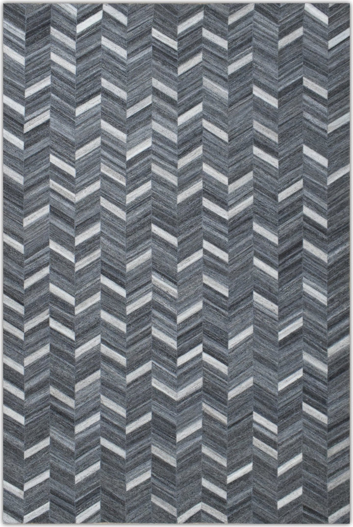 New Hairon 5x8 Leather Handmade Gray and Silver Area Rug, Hand Stitched Genuine Luxury Leather Rug | LR9 - The Rug Decor