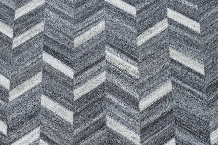 New Hairon 5x8 Leather Handmade Gray and Silver Area Rug, Hand Stitched Genuine Luxury Leather Rug | LR9 - The Rug Decor