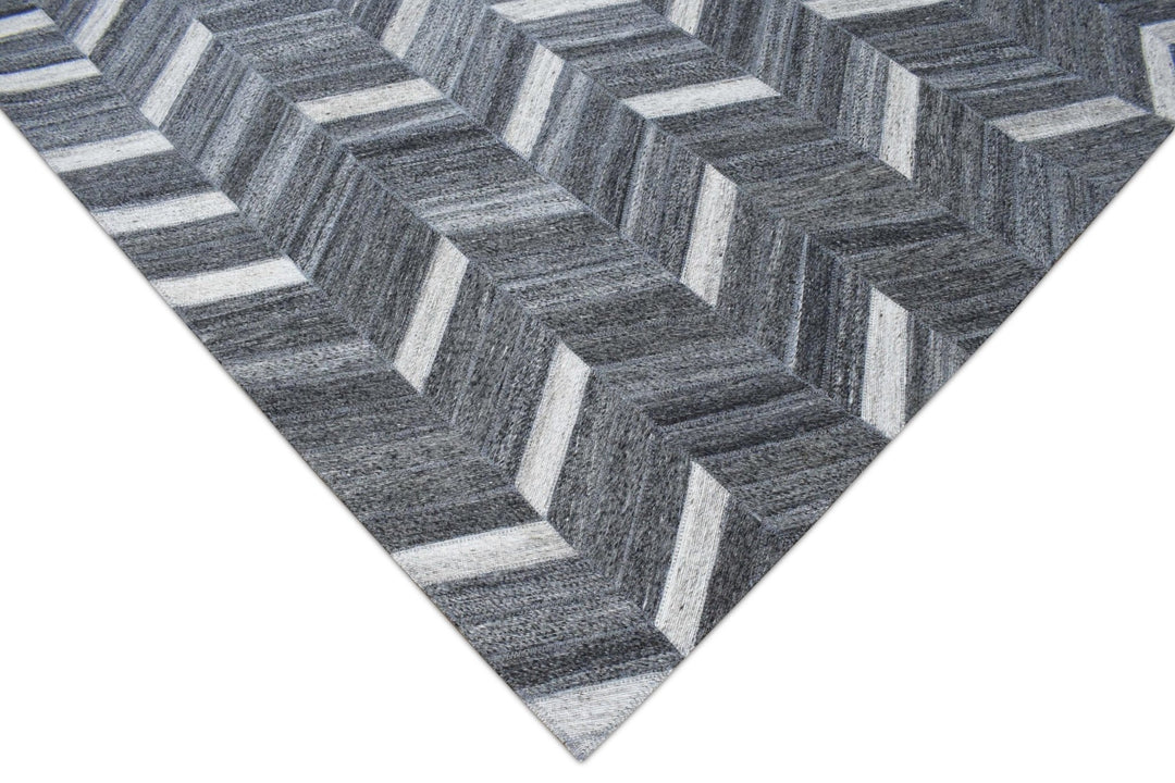 New Hairon 5x8 Leather Handmade Gray and Silver Area Rug, Hand Stitched Genuine Luxury Leather Rug | LR9 - The Rug Decor