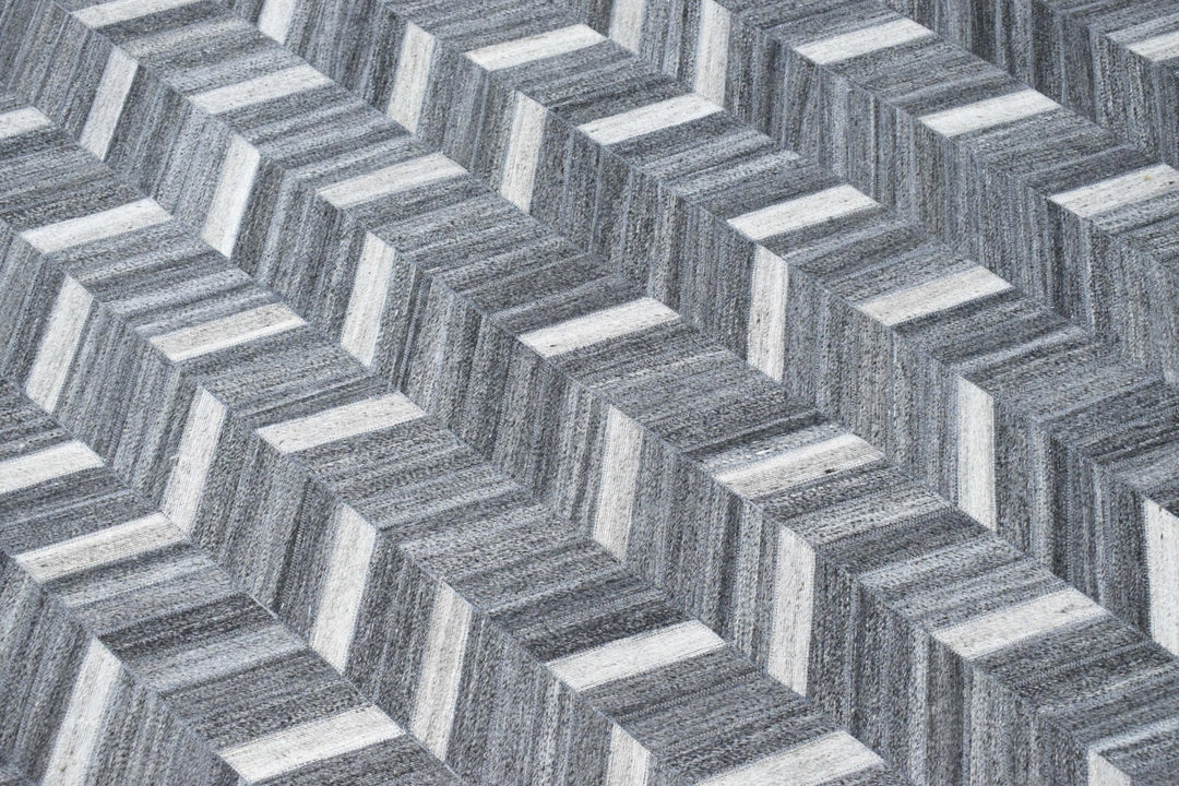 New Hairon 5x8 Leather Handmade Gray and Silver Area Rug, Hand Stitched Genuine Luxury Leather Rug | LR9 - The Rug Decor
