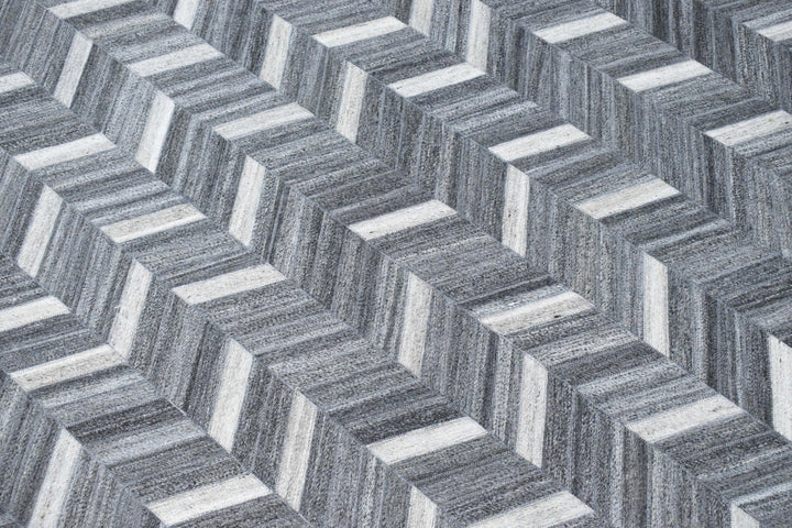 New Hairon 5x8 Leather Handmade Gray and Silver Area Rug, Hand Stitched Genuine Luxury Leather Rug | LR9 - The Rug Decor