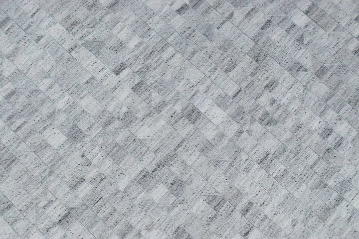 New Hairon 5x8 Leather Stripe Design Handmade Gray and Silver Area Rug, Hand Stitched Genuine Leather Rug | LR13 - The Rug Decor