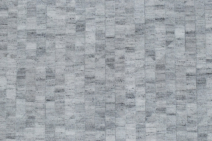 New Hairon 5x8 Leather Stripe Design Handmade Gray and Silver Area Rug, Hand Stitched Genuine Leather Rug | LR13 - The Rug Decor