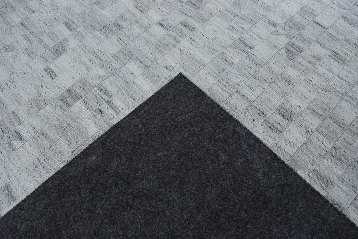 New Hairon 5x8 Leather Stripe Design Handmade Gray and Silver Area Rug, Hand Stitched Genuine Leather Rug | LR13 - The Rug Decor