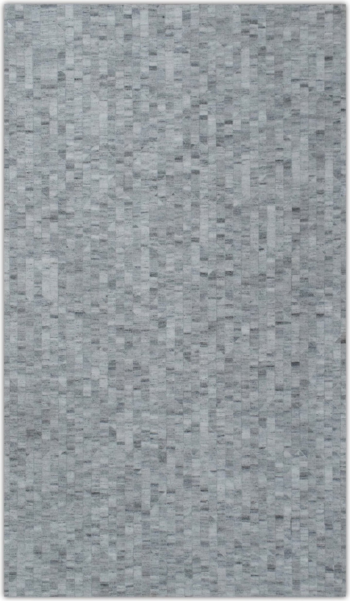 New Hairon 5x8 Leather Stripe Design Handmade Gray and Silver Area Rug, Hand Stitched Genuine Leather Rug | LR13 - The Rug Decor