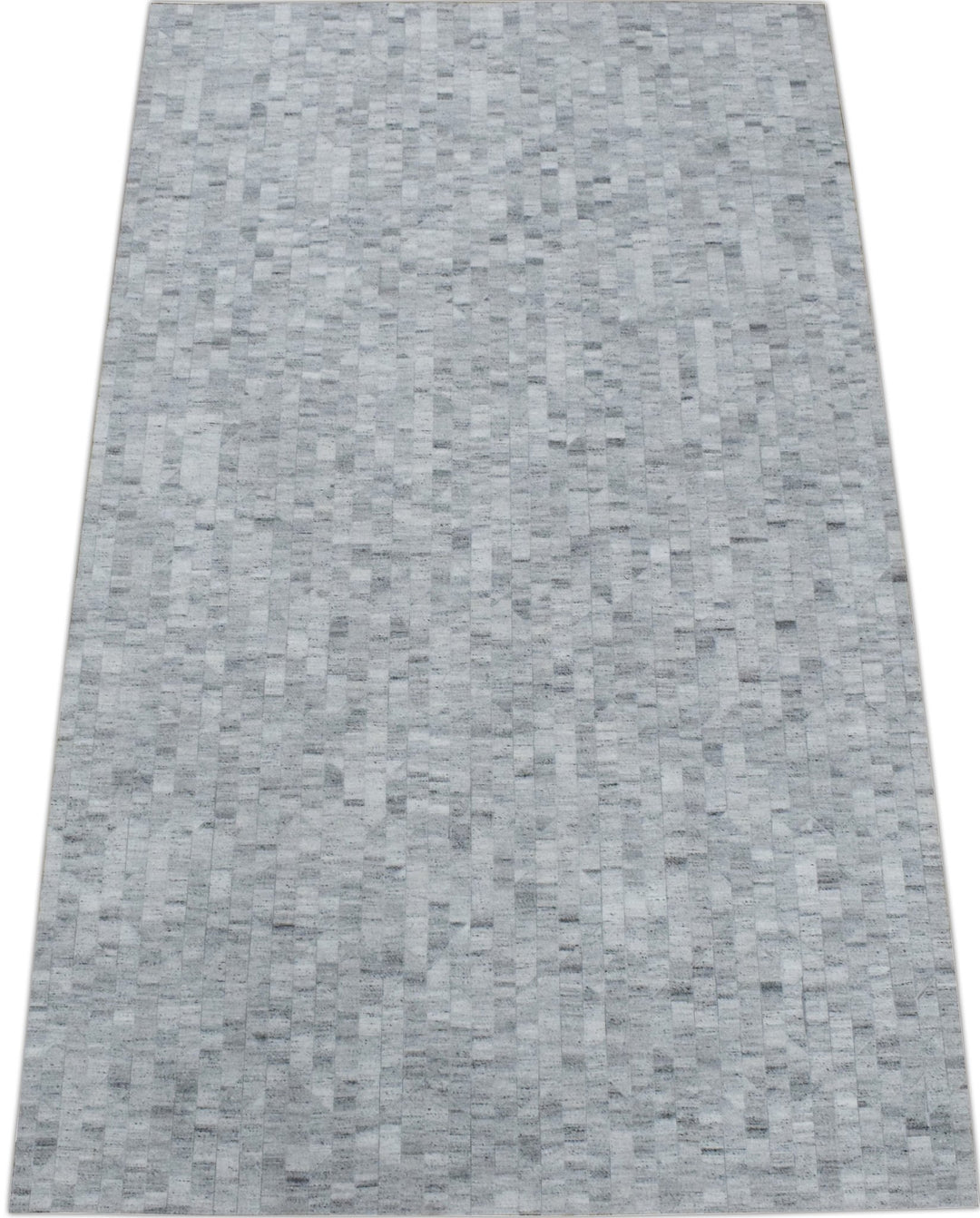 New Hairon 5x8 Leather Stripe Design Handmade Gray and Silver Area Rug, Hand Stitched Genuine Leather Rug | LR13 - The Rug Decor