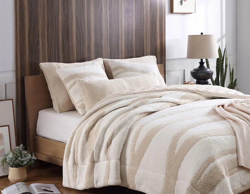 Off-White And Cloud Gray Soft and Cozy 20x20 Inch Striped Throw Pillow - The Rug Decor