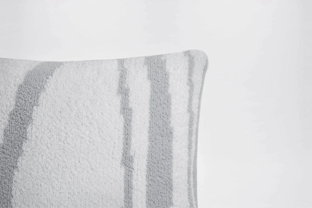 Off-White And Cloud Gray Soft and Cozy 20x20 Inch Striped Throw Pillow - The Rug Decor