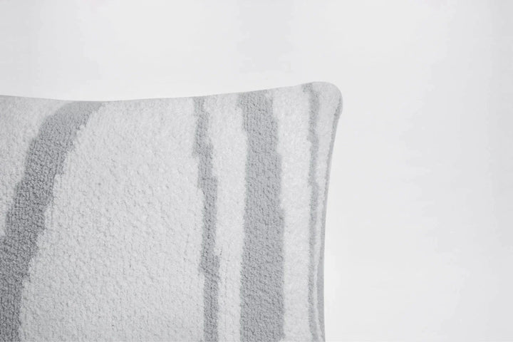 Off-White And Cloud Gray Soft and Cozy 20x20 Inch Striped Throw Pillow - The Rug Decor