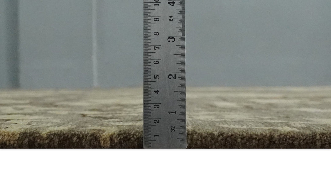 Olive and Brown Modern Abstract 5x8 Hand Knotted Wool and Silk Area Rug - The Rug Decor