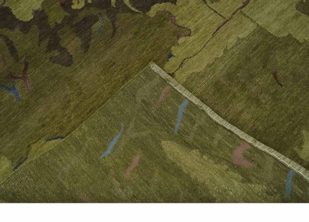 Olive and Brown Modern Abstract 6x9 Hand loom Wool and Silk Area Rug - The Rug Decor