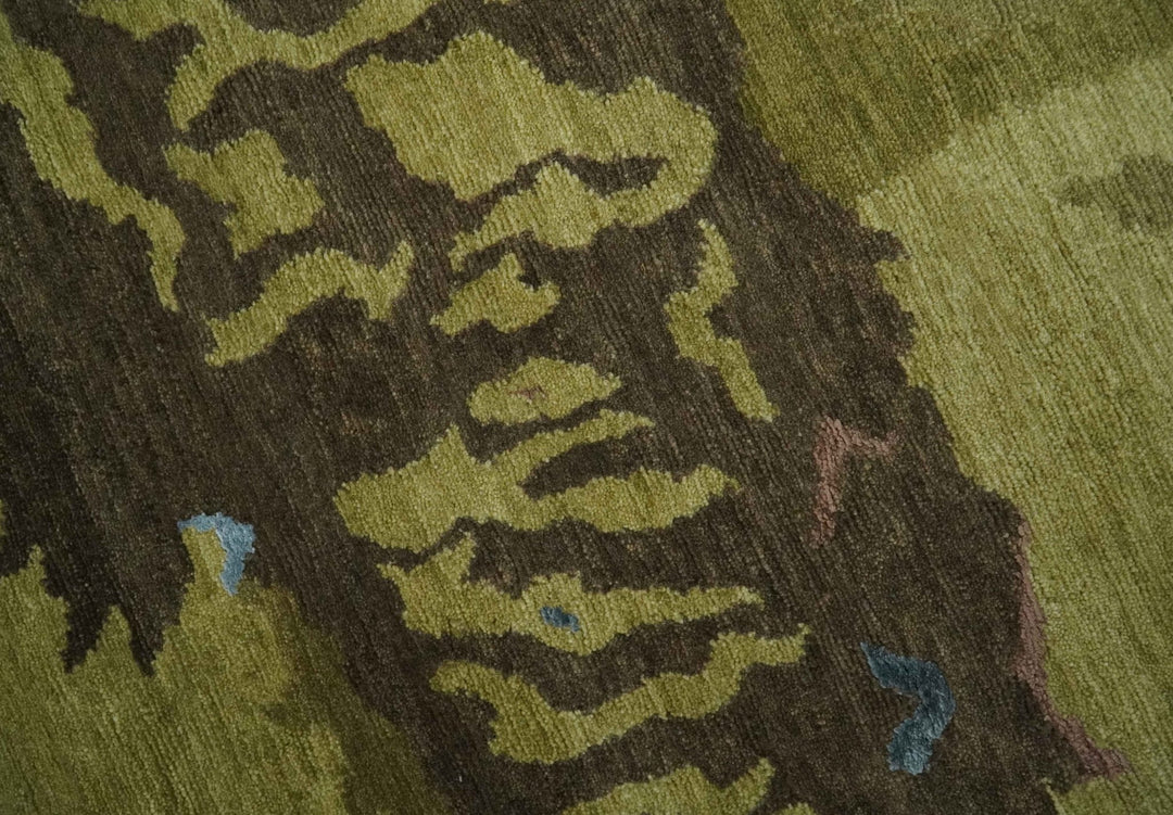 Olive and Brown Modern Abstract 6x9 Hand loom Wool and Silk Area Rug - The Rug Decor