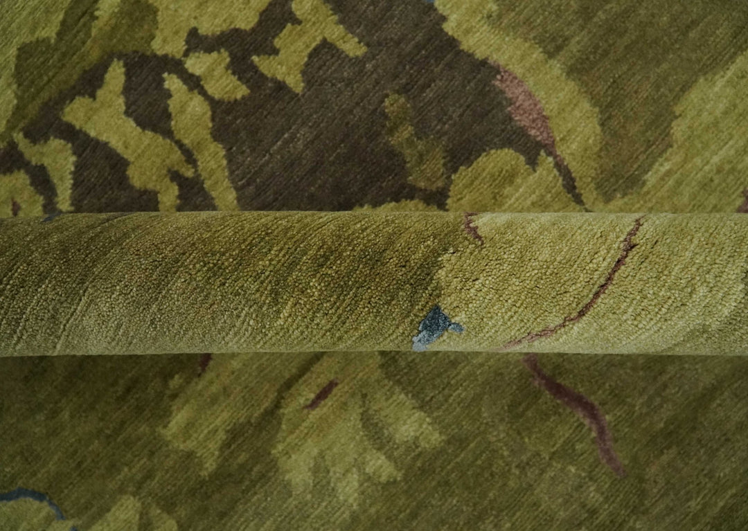 Olive and Brown Modern Abstract 6x9 Hand loom Wool and Silk Area Rug - The Rug Decor