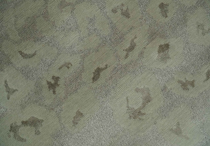 Olive and Dark Green and Silver 5x8 Hand Knotted Abstract Wool and Silk Area Rug - The Rug Decor