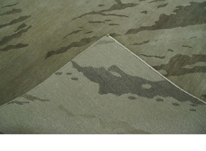Olive and Green Modern Abstract Hand knotted 5x7 wool and Art silk Area Rug - The Rug Decor