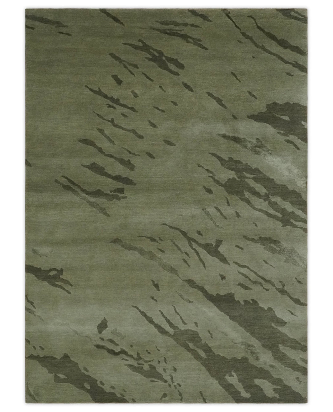 Olive and Green Modern Abstract Hand knotted 5x7 wool and Art silk Area Rug - The Rug Decor