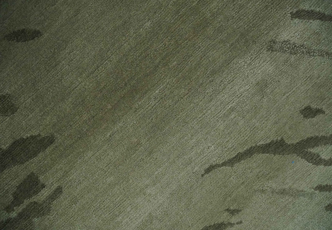 Olive and Green Modern Abstract Hand knotted 5x7 wool and Art silk Area Rug - The Rug Decor