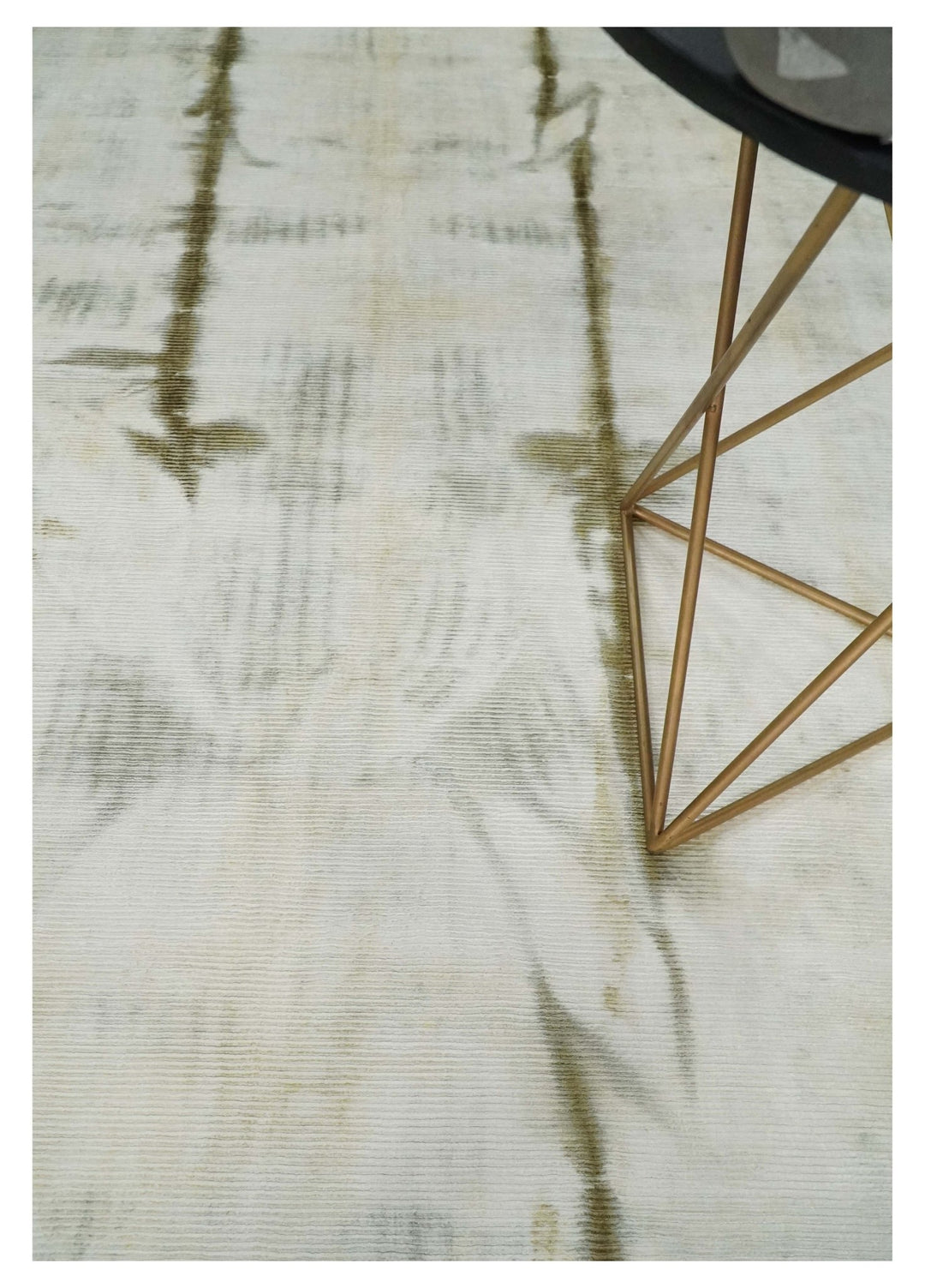 Olive and ivory 6x9 Modern Abstract Hand Woven Art Silk Rug | KNT1 - The Rug Decor