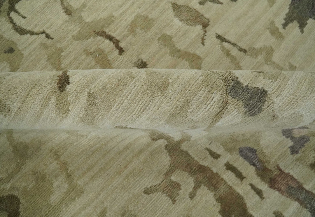 Olive, Brown and Charcoal Hand knotted 4x6 Abstract Wool and Art Silk Area Rug - The Rug Decor