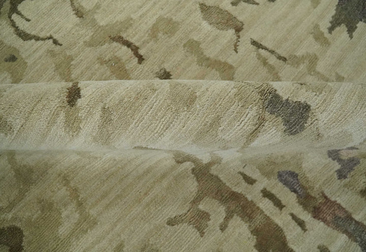 Olive, Brown and Charcoal Hand knotted 4x6 Abstract Wool and Art Silk Area Rug - The Rug Decor