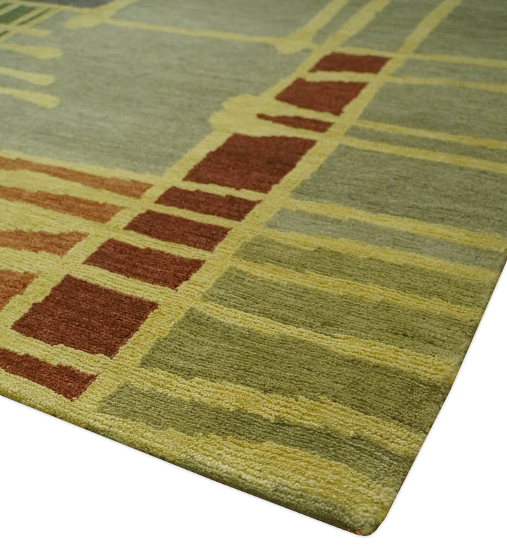 Olive, Brown and Gray Modern Geometrical Stripes Design Hand loom 5x8 wool Area Rug - The Rug Decor