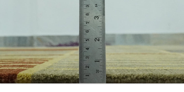 Olive, Brown and Gray Modern Geometrical Stripes Design Hand loom 5x8 wool Area Rug - The Rug Decor