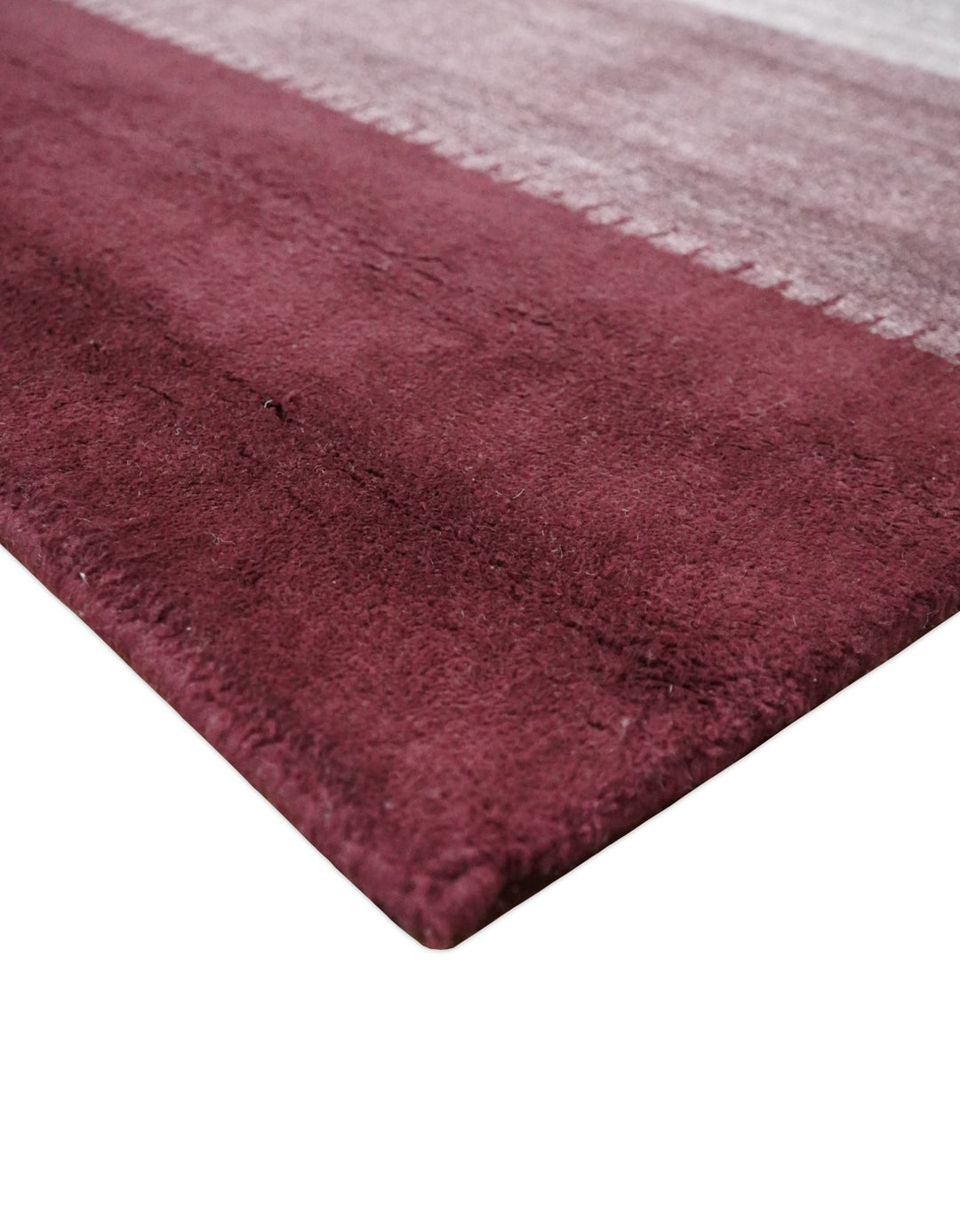 Ombre Purple and Ivory 5x7 Striped Wool and Bamboo Silk Hand Knotted Southwestern Gabbeh Rug | HL28 - The Rug Decor