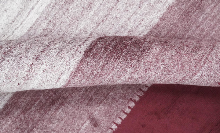 Ombre Purple and Ivory 5x7 Striped Wool and Bamboo Silk Hand Knotted Southwestern Gabbeh Rug | HL28 - The Rug Decor