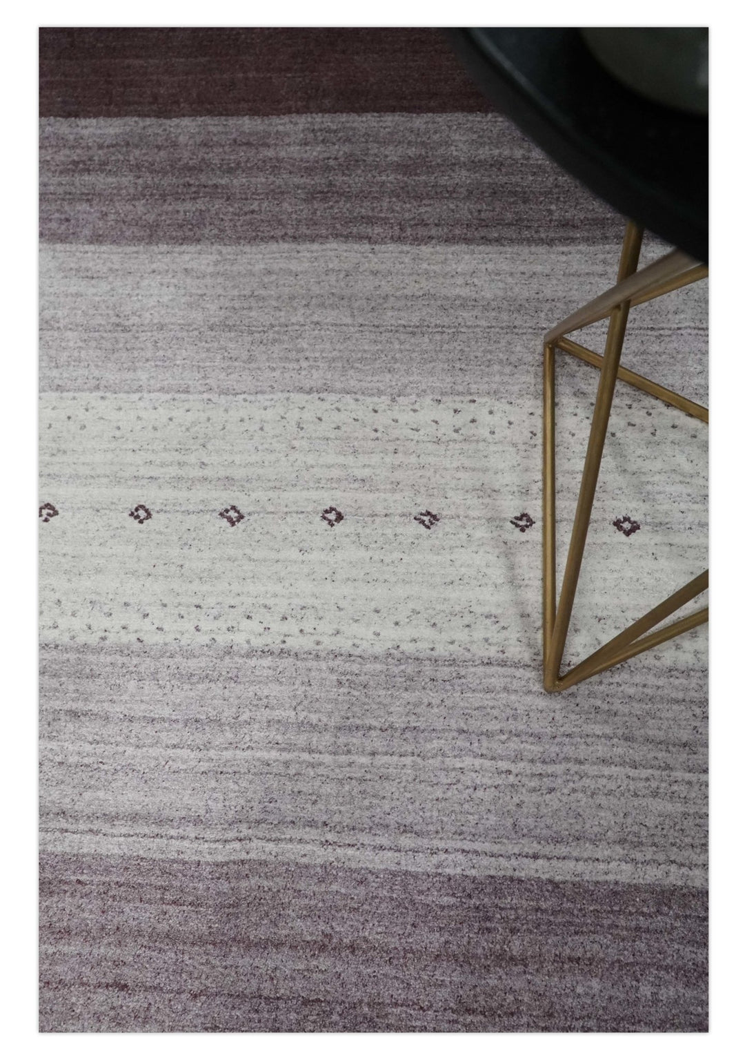 Ombre Purple and Ivory 5x7 Striped Wool and Bamboo Silk Hand Knotted Southwestern Gabbeh Rug | HL28 - The Rug Decor