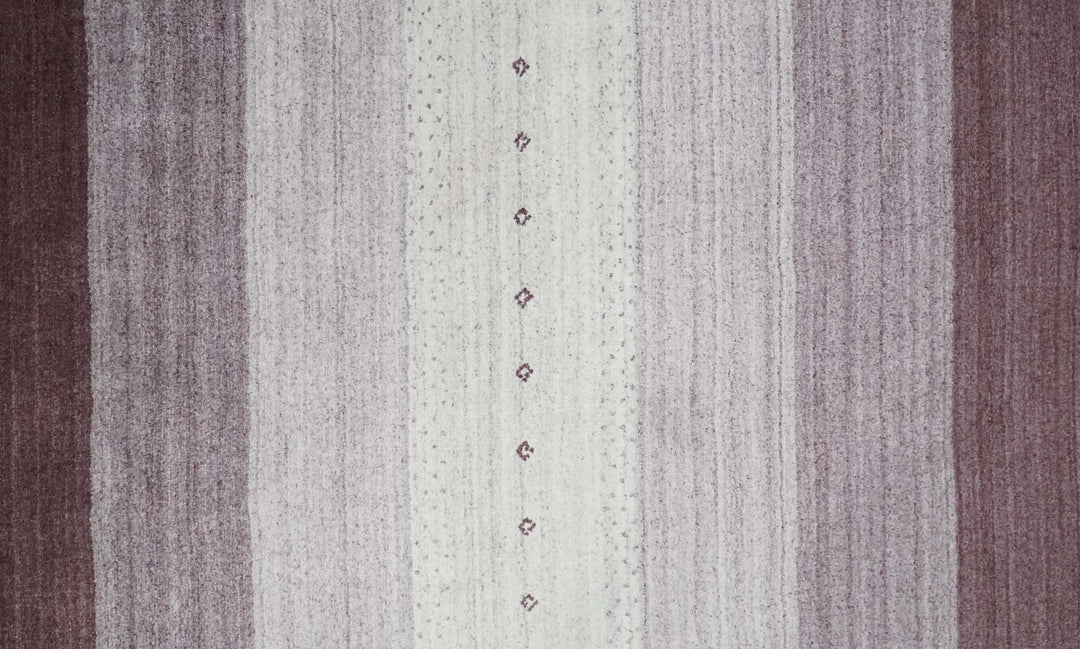 Ombre Purple and Ivory 5x7 Striped Wool and Bamboo Silk Hand Knotted Southwestern Gabbeh Rug | HL28 - The Rug Decor