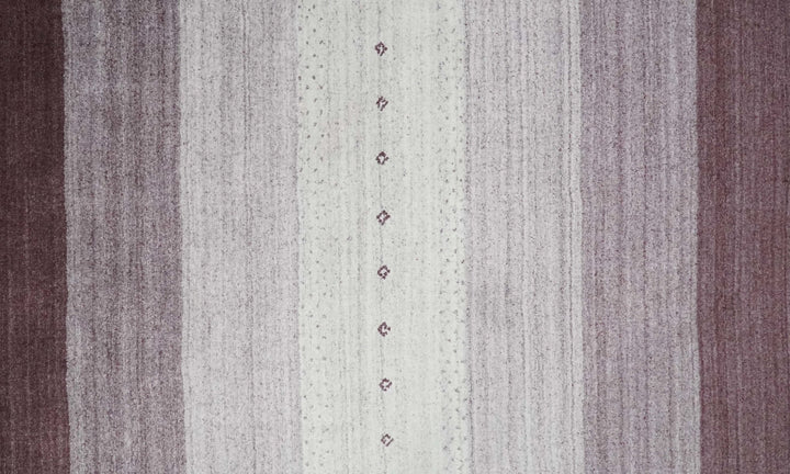 Ombre Purple and Ivory 5x7 Striped Wool and Bamboo Silk Hand Knotted Southwestern Gabbeh Rug | HL28 - The Rug Decor