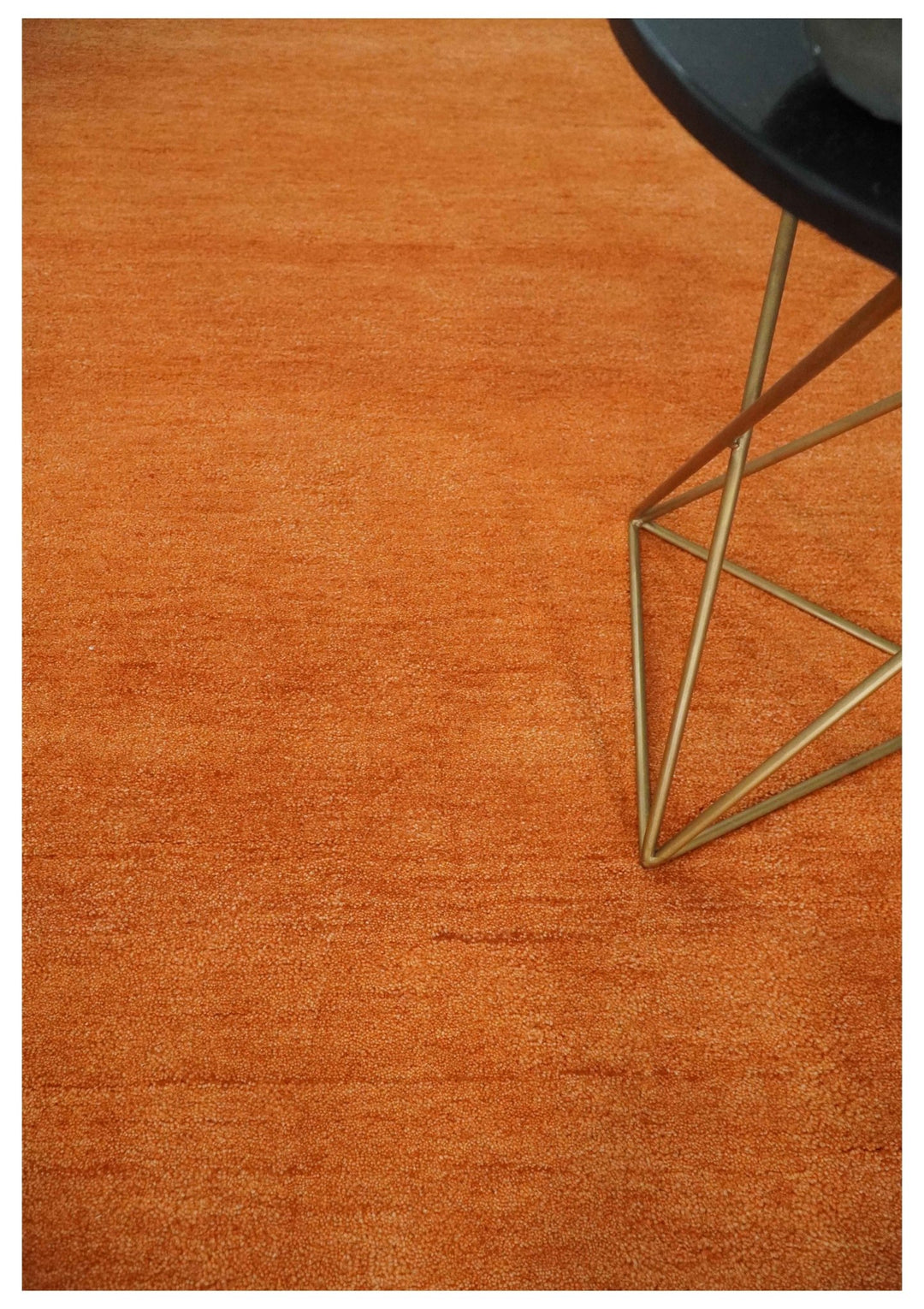 Orange Rust Solid Plane Woolen Hand Tufted 8x10 wool area Rug - The Rug Decor