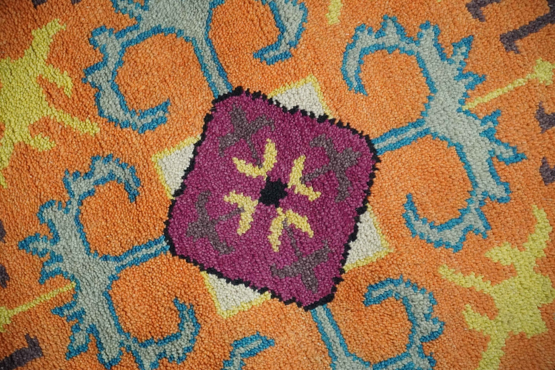 Orange, Silver and Mustard Traditional Mamluk Design Medallion Multi Size wool Area Rug - The Rug Decor