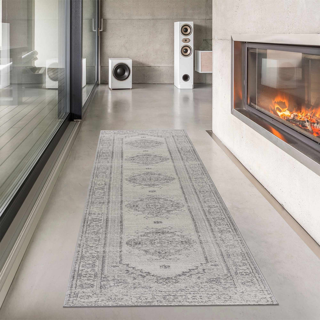 Oriental Bohemian Ivory and Gray Medium pile multi size Area Rug - The Rug Decor