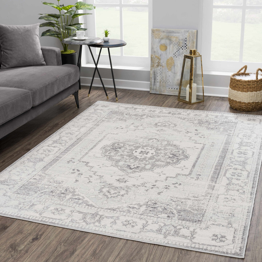 Oriental Bohemian Ivory and Gray Medium pile multi size Area Rug - The Rug Decor