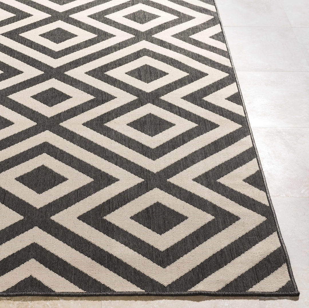 Outdoor Safe Modern Geometric Beige and Charcoal Multi size Area Rug - The Rug Decor