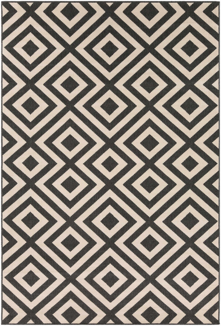 Outdoor Safe Modern Geometric Beige and Charcoal Multi size Area Rug - The Rug Decor