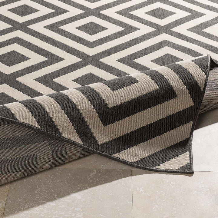 Outdoor Safe Modern Geometric Beige and Charcoal Multi size Area Rug - The Rug Decor
