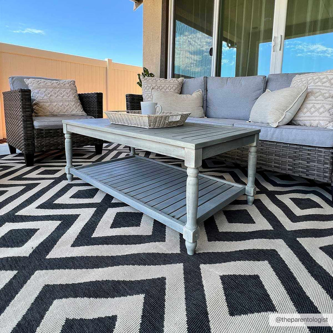 Outdoor Safe Modern Geometric Beige and Charcoal Multi size Area Rug - The Rug Decor
