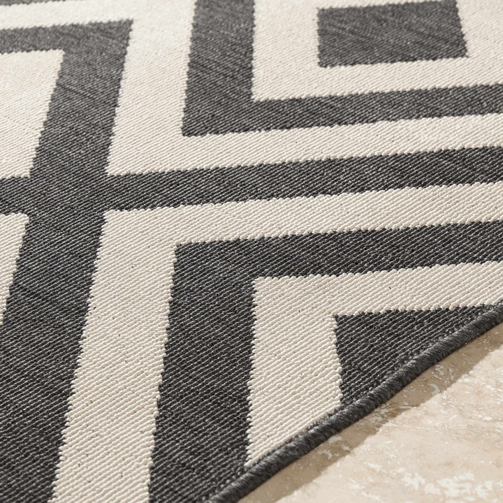 Outdoor Safe Modern Geometric Beige and Charcoal Multi size Area Rug - The Rug Decor