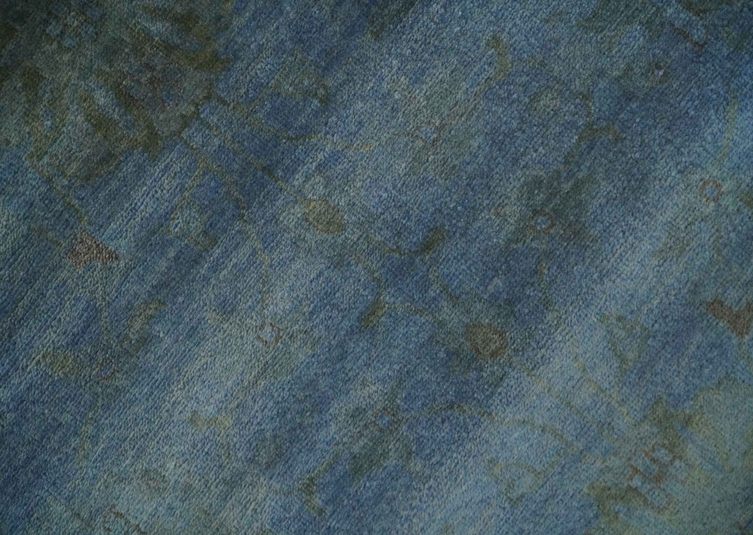 Overdyed Blue Hand Knotted 8x10 Traditional Antique Style Oushak Wool Accent Rug - The Rug Decor