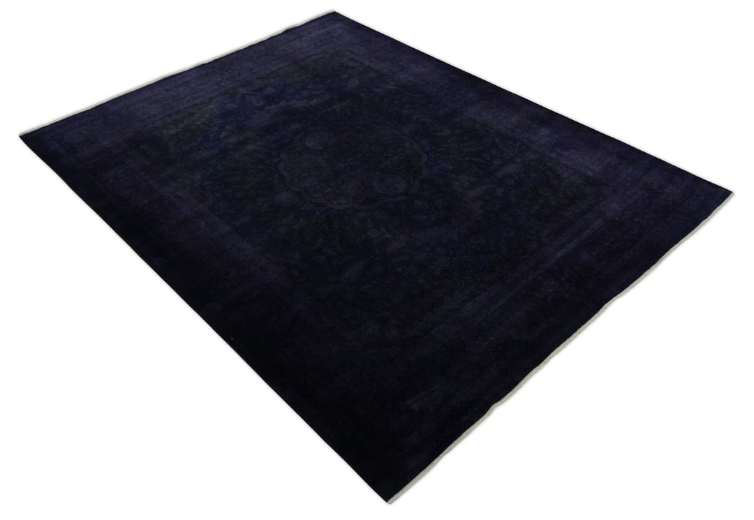 Overdyed Royal Dark Purple Hand Knotted 8x10 Traditional Oushak Design Wool Accent Rug | N362810 - The Rug Decor